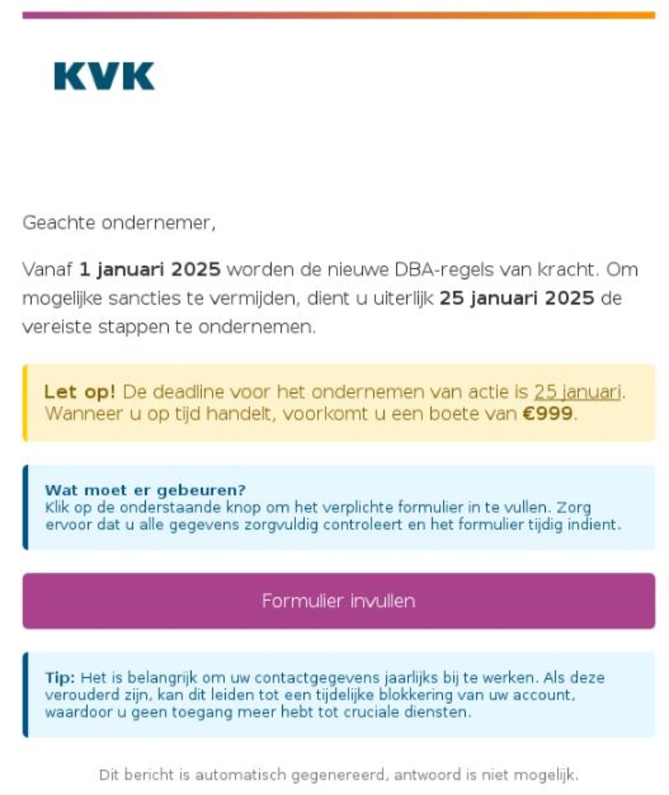kvk nepmails phising wet DBA