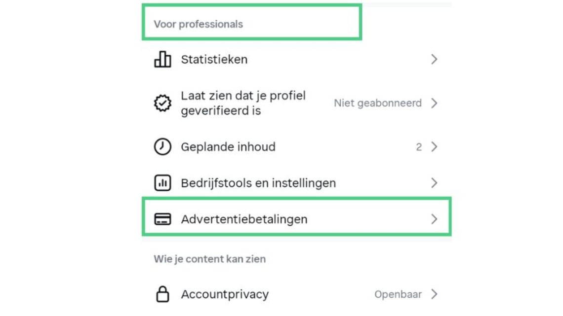 instagram facturen terugvinden