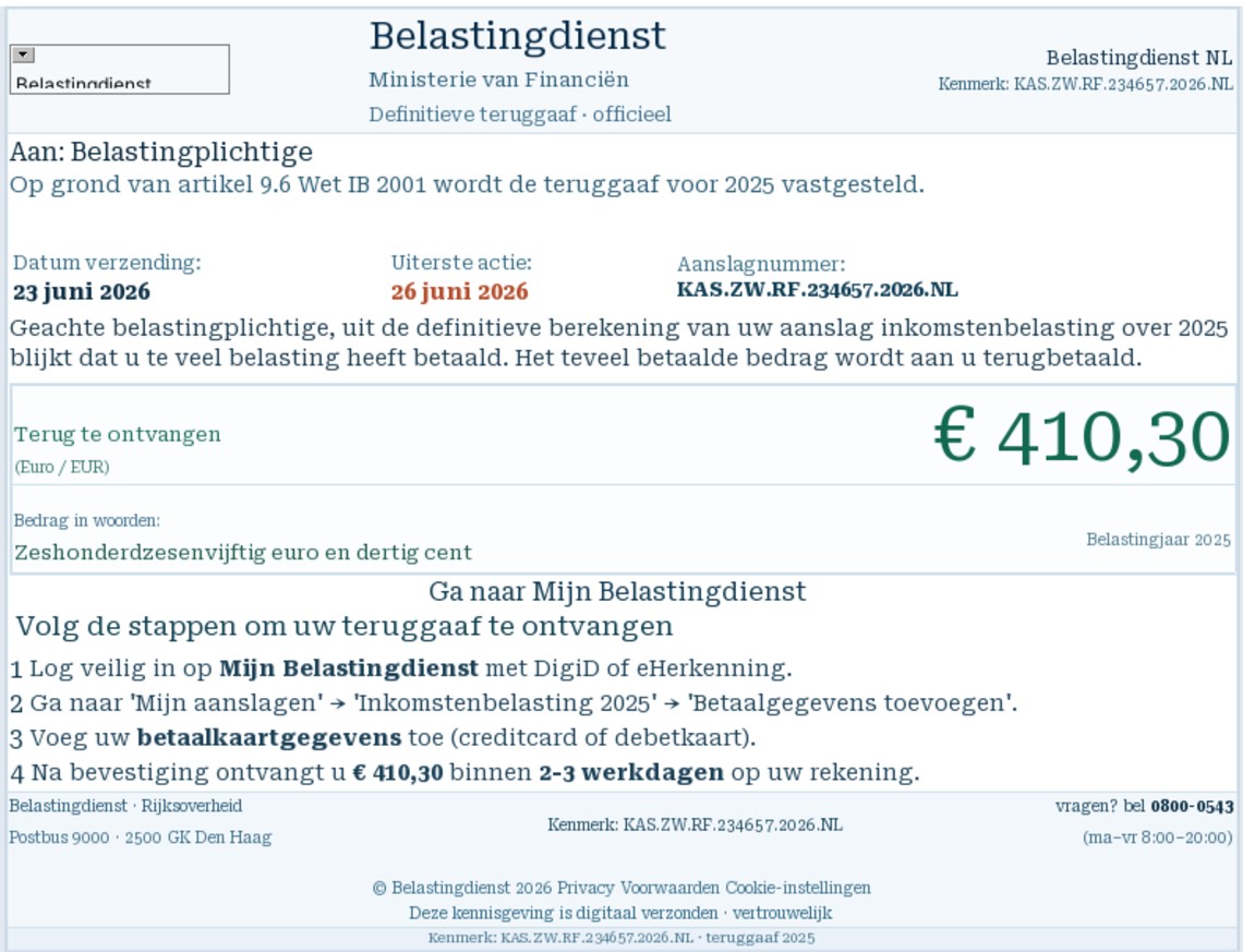 phising emails belastingdienst voorbeeld